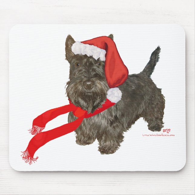 Scottish Terrier is Santa's Helper Mouse Mat (Front)