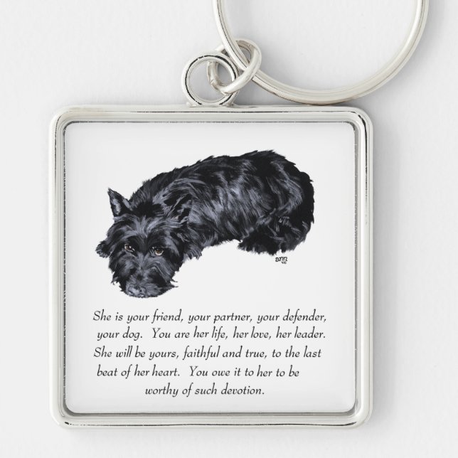 Scottish Terrier Keepsake - FEMALE Key Ring (Front)