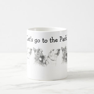 Scottish Terrier Labrador Friends Ink Drawing Coffee Mug
