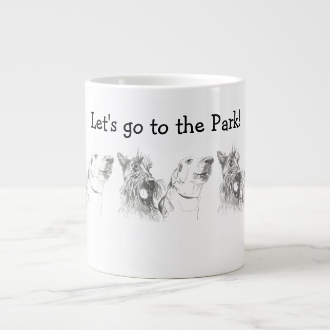Scottish Terrier Labrador Friends|To The Park Large Coffee Mug (Front)