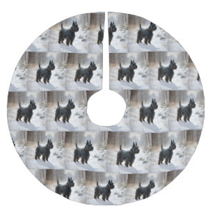 Scottish Terrier Let It Snow Christmas Brushed Polyester Tree Skirt