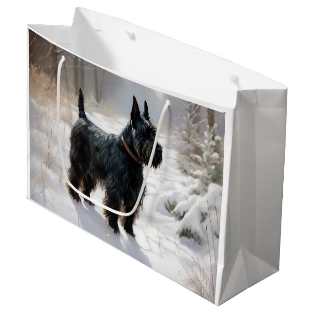 Scottish Terrier Let It Snow Christmas Large Gift Bag (Front Angled)