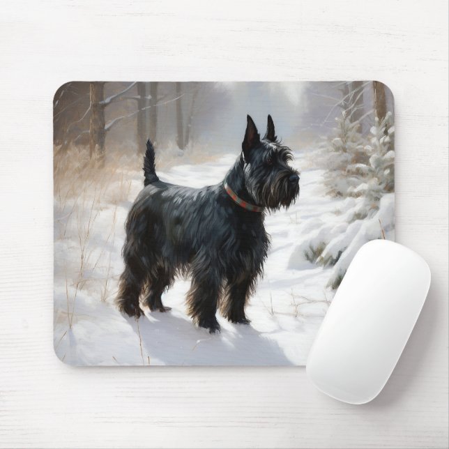 Scottish Terrier Let It Snow Christmas Mouse Mat (With Mouse)