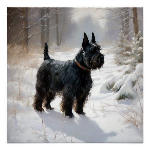 Scottish Terrier Let It Snow Christmas Poster