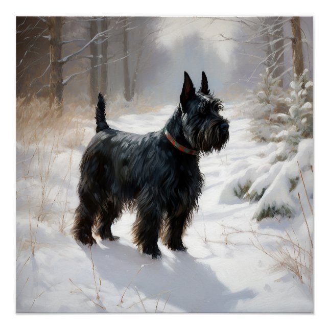 Scottish Terrier Let It Snow Christmas Poster (Front)