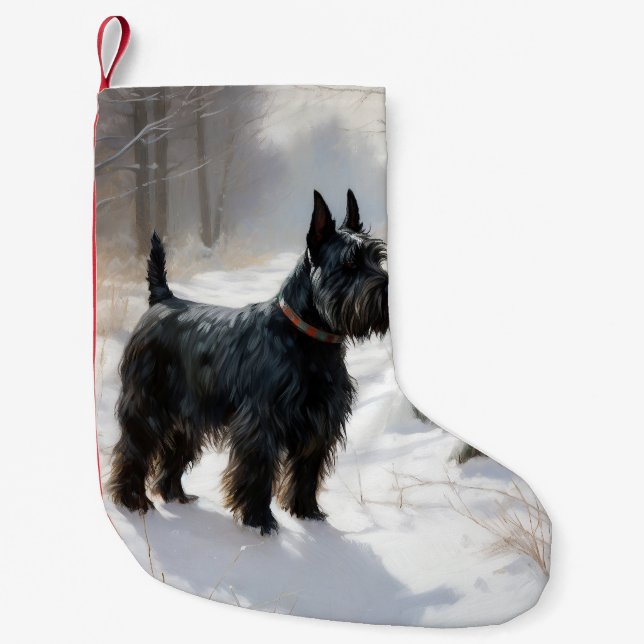 Scottish Terrier Let It Snow Christmas Small Christmas Stocking (Front)