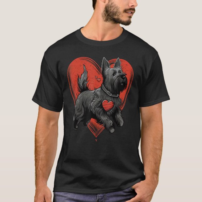 Scottish Terrier Love Heart for Valentines Day Sco T-Shirt (Front)
