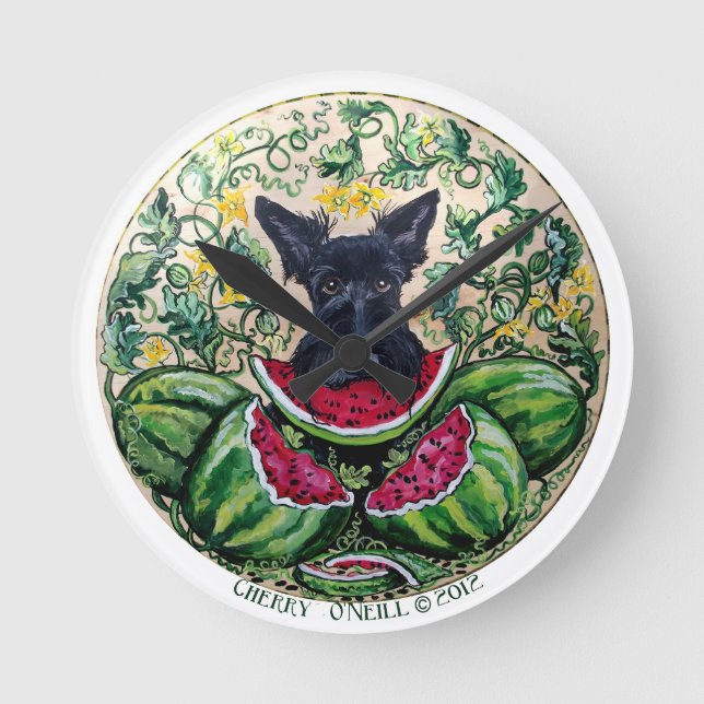 Scottish Terrier Melon Clock (Front)