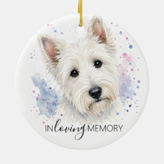 Scottish Terrier memorial watercolour christmas Ceramic Tree Decoration