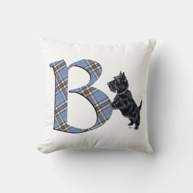 Scottish Terrier Monogram B Pillow (Front)
