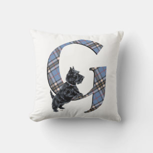 Scottish Terrier Monogram G Pillow