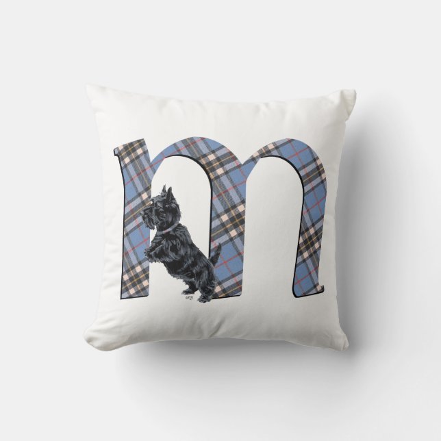 Scottish Terrier Monogram M Pillow (Front)