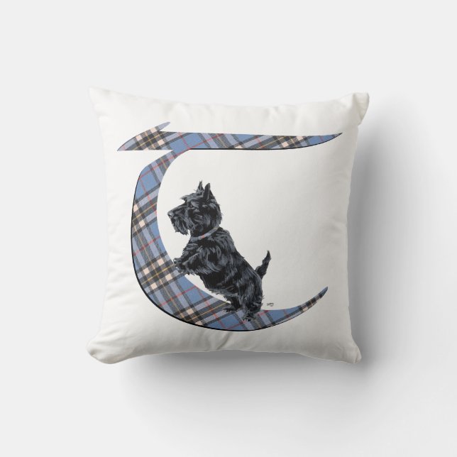Scottish Terrier Monogram T Pillow (Front)