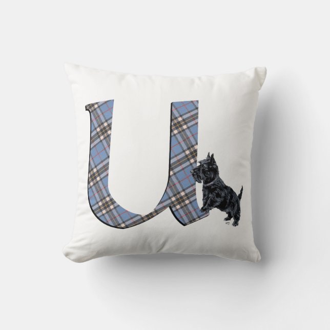 Scottish Terrier Monogram U Pillow (Front)