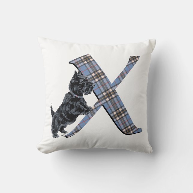 Scottish Terrier Monogram X Pillow (Front)