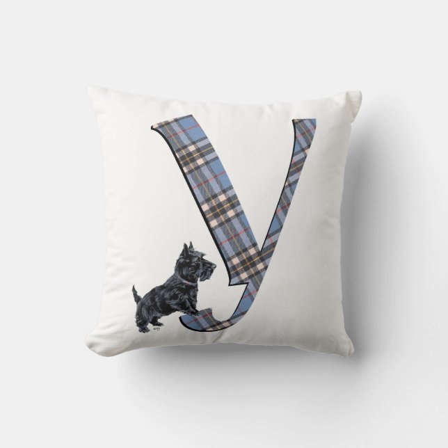 Scottish Terrier Monogram Y Pillow (Front)