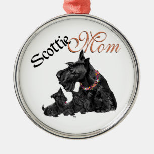 Scottish Terrier Mum & Pups Metal Tree Decoration