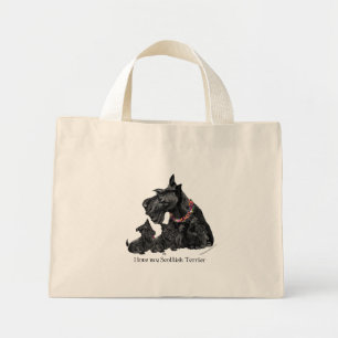 Scottish Terrier Mum & Pups Mini Tote Bag