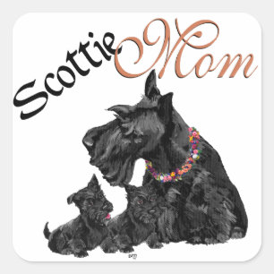 Scottish Terrier Mum & Pups Square Sticker