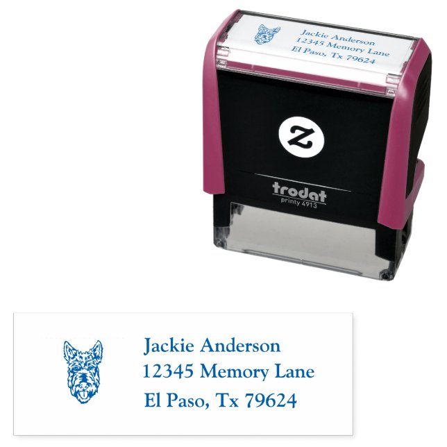 SCOTTISH TERRIER | Name & Return Address Self-inking Stamp (In Situ)