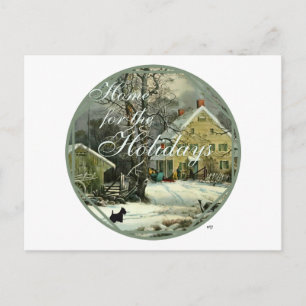 Scottish Terrier Old Fashioned Winter Holiday Postcard
