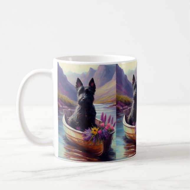 Scottish Terrier on a Paddle: A Scenic Adventure Coffee Mug (Left)