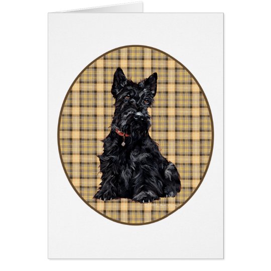 Scottish Terrier on Plaid Card