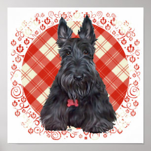Scottish Terrier on Tartan Poster