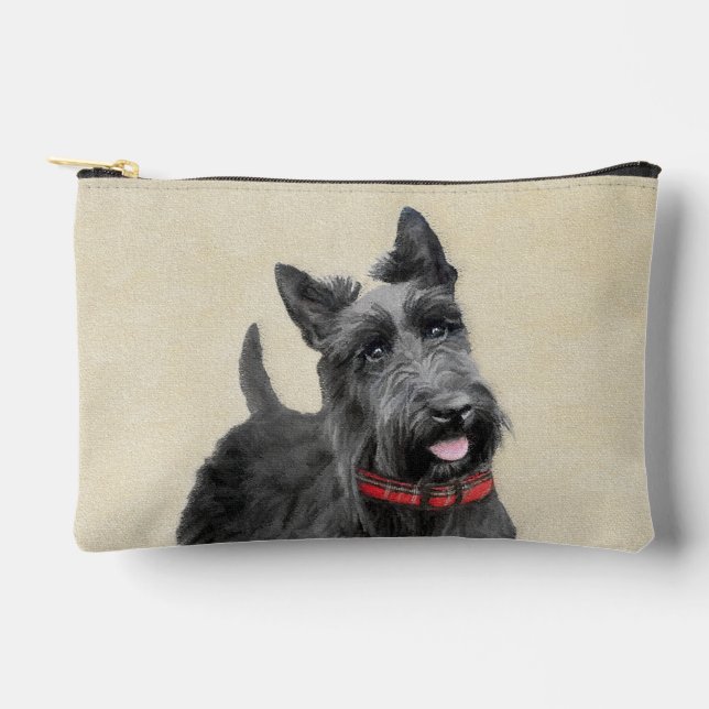 Scottish Terrier Painting Black Original Dog Art Accessory Pouch (Front)