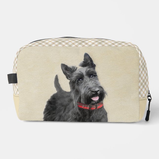 Scottish Terrier Painting Black Original Dog Art Dopp Kit (Front)
