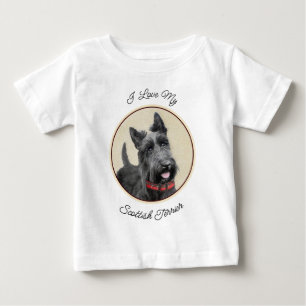 Scottish Terrier Painting - Cute Original Dog Art Baby T-Shirt