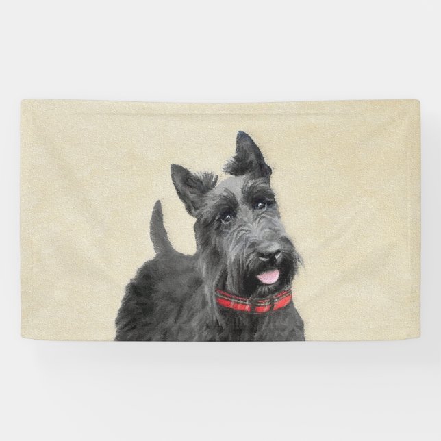 Scottish Terrier Painting - Cute Original Dog Art Banner (Horizontal)