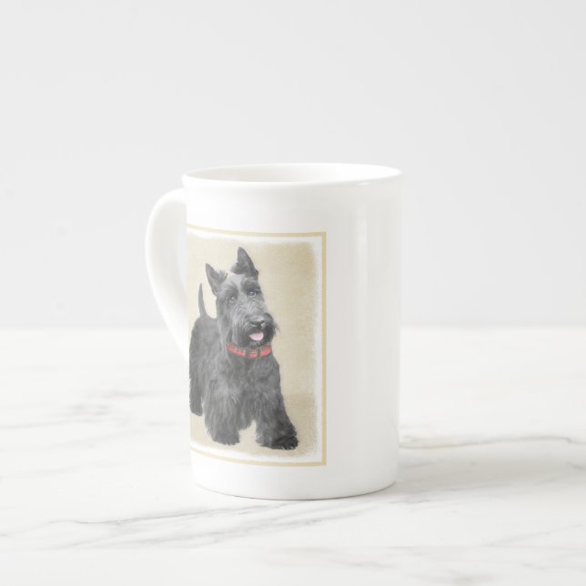 Scottish Terrier Painting - Cute Original Dog Art Bone China Mug (Front Left)