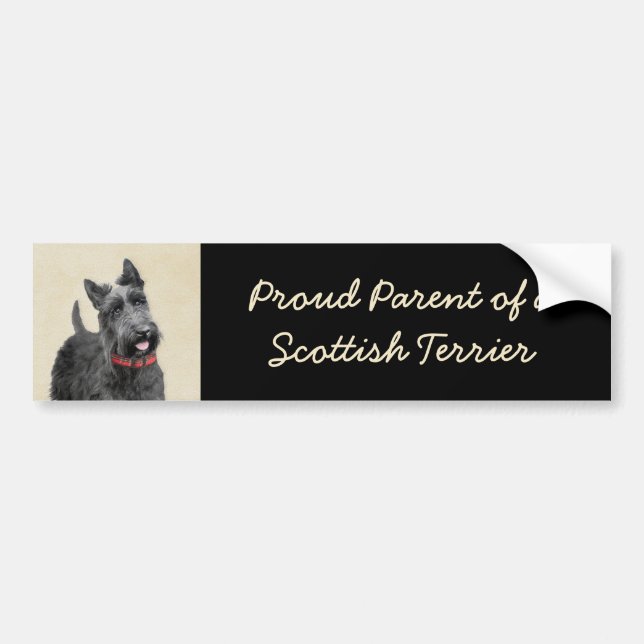 Scottish Terrier Painting - Cute Original Dog Art Bumper Sticker (Front)