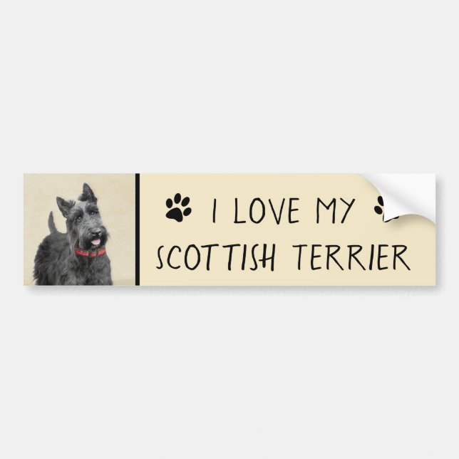 Scottish Terrier Painting - Cute Original Dog Art Bumper Sticker (Front)