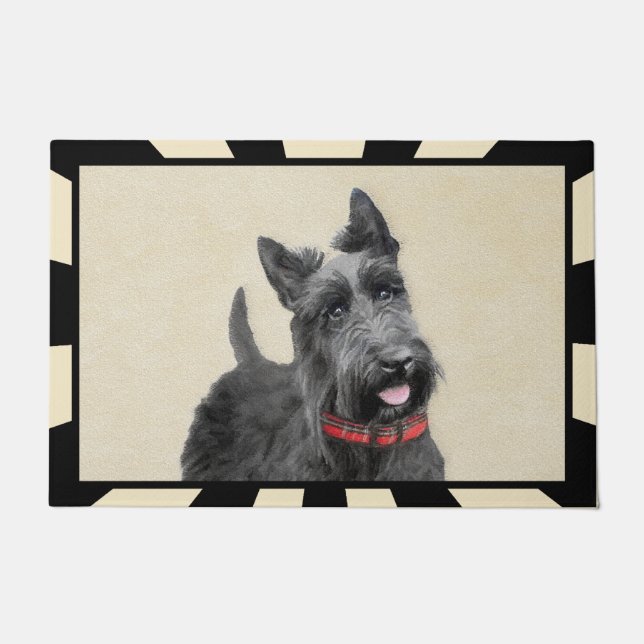 Scottish Terrier Painting - Cute Original Dog Art Doormat (Front)
