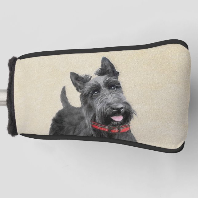 Scottish Terrier Painting - Cute Original Dog Art Golf Head Cover (Front)