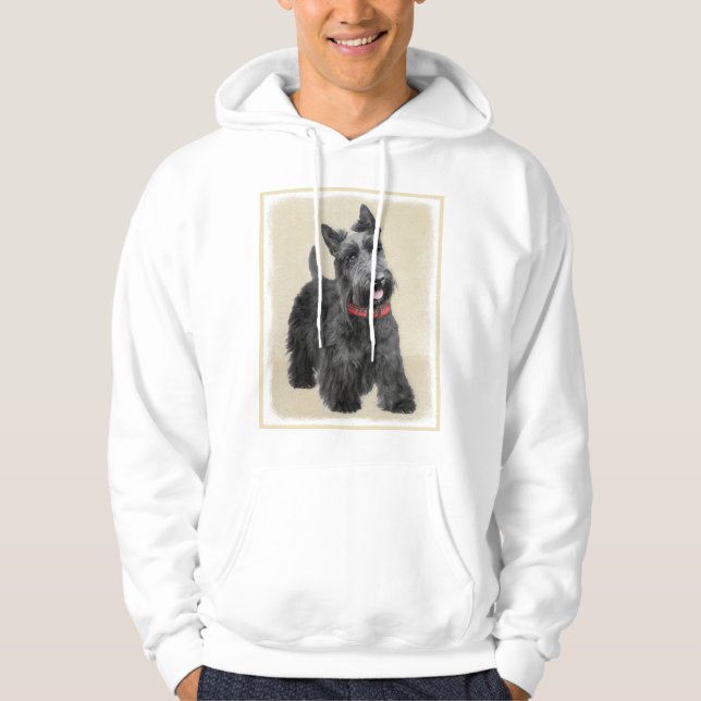 Scottish Terrier Painting - Cute Original Dog Art Hoodie (Front)
