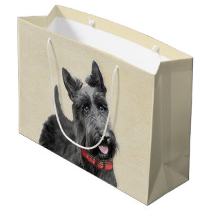 Scottish Terrier Painting - Cute Original Dog Art Large Gift Bag