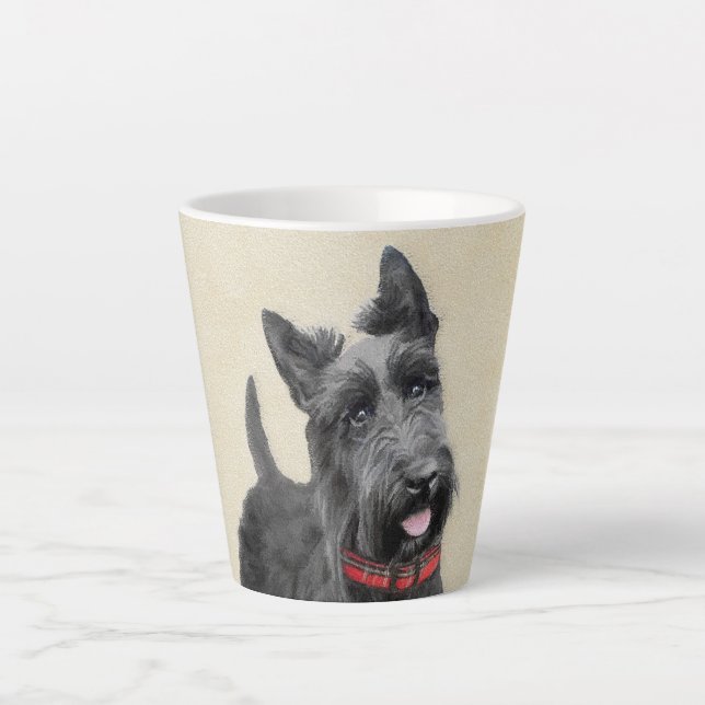 Scottish Terrier Painting - Cute Original Dog Art Latte Mug (Front)