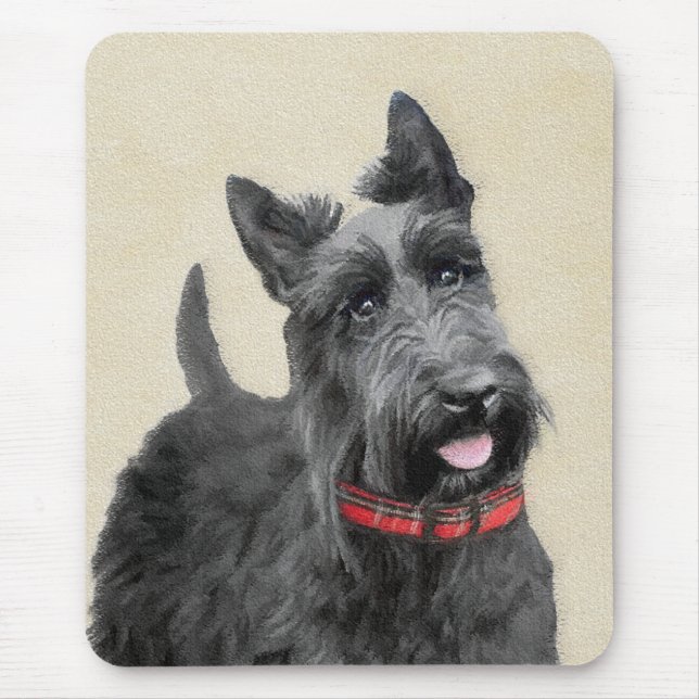 Scottish Terrier Painting - Cute Original Dog Art Mouse Mat (Front)