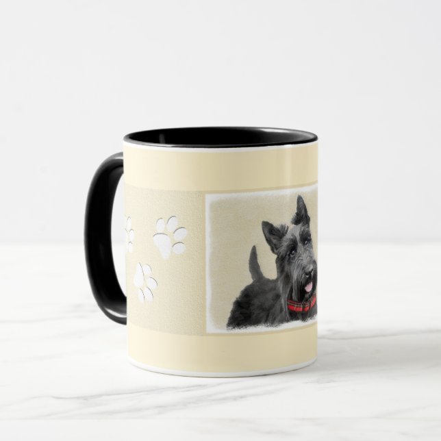Scottish Terrier Painting - Cute Original Dog Art Mug (Front Left)