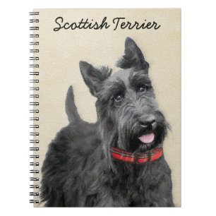 Scottish Terrier Painting - Cute Original Dog Art Notebook