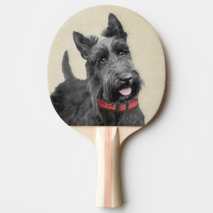 Scottish Terrier Painting - Cute Original Dog Art Ping Pong Paddle