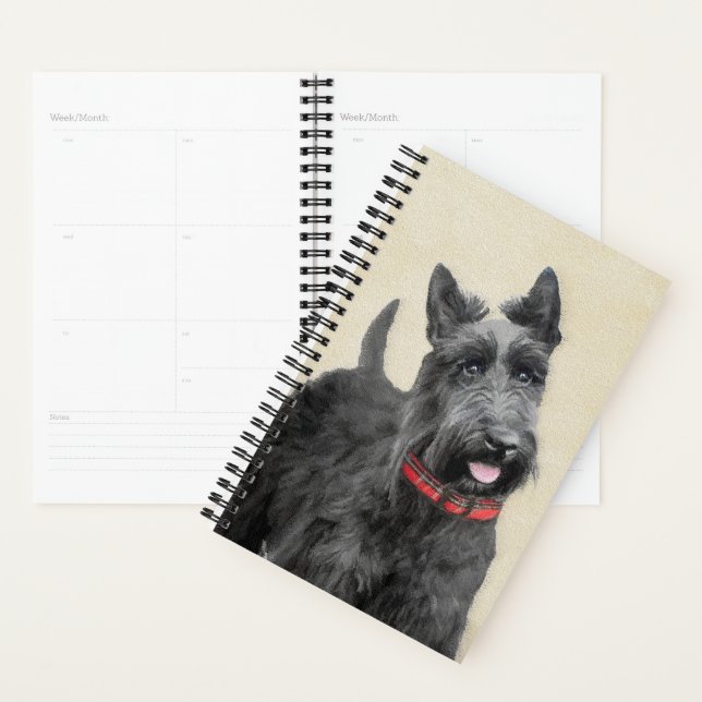 Scottish Terrier Painting - Cute Original Dog Art Planner (Display)