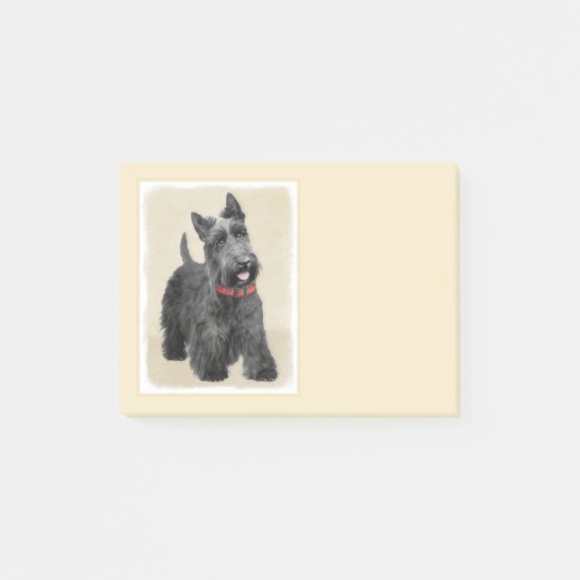 Scottish Terrier Painting - Cute Original Dog Art Post-it Notes (Front)