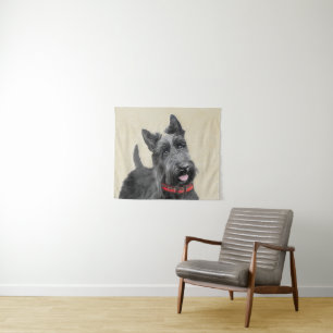 Scottish Terrier Painting - Cute Original Dog Art Tapestry