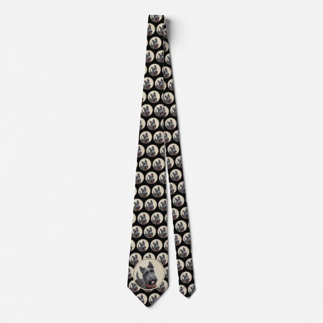 Scottish Terrier Painting - Cute Original Dog Art Tie (Front)