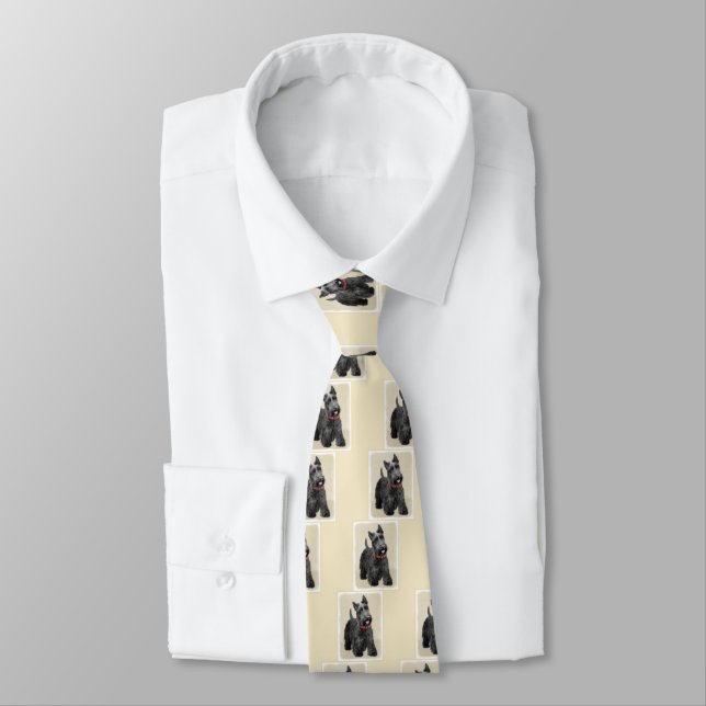 Scottish Terrier Painting - Cute Original Dog Art Tie (Tied)
