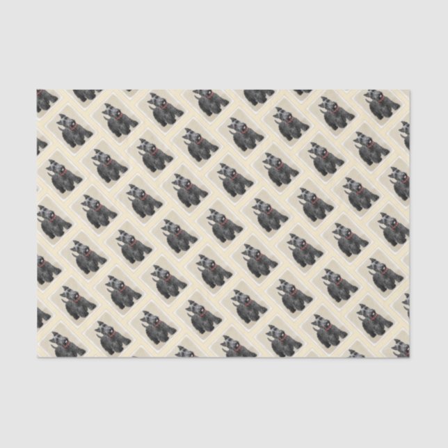 Scottish Terrier Painting - Cute Original Dog Art Tissue Paper (Front)